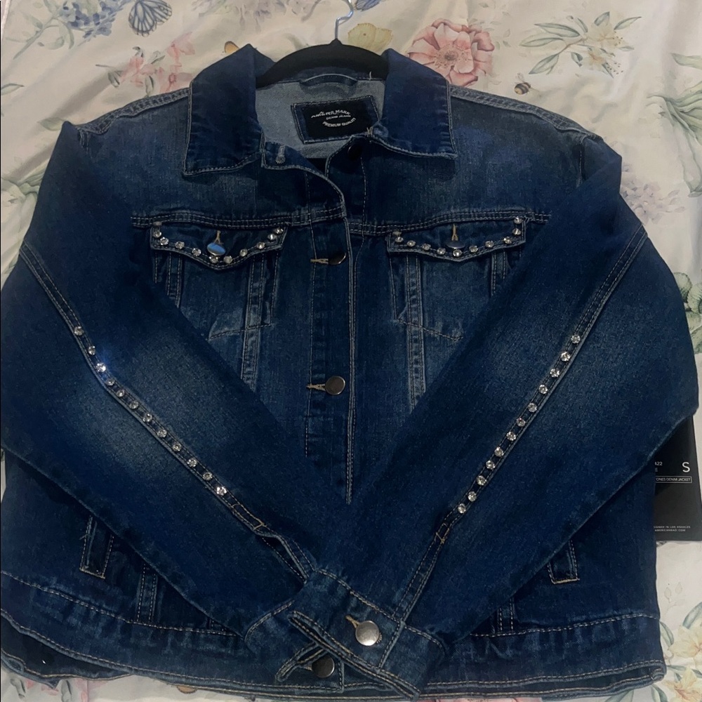 American Bazi Dark Blue Denim Jacket with Silver Studs